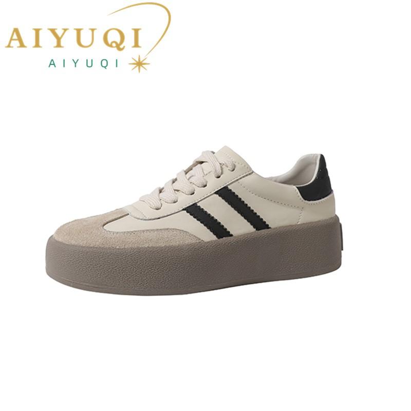 Fashion AIYUQI Sneaker Shoes Women Platform 2025 New Genuine Leather Women Casual Shoes Large Size 41 42 43 Forrest Gump Women Shoes