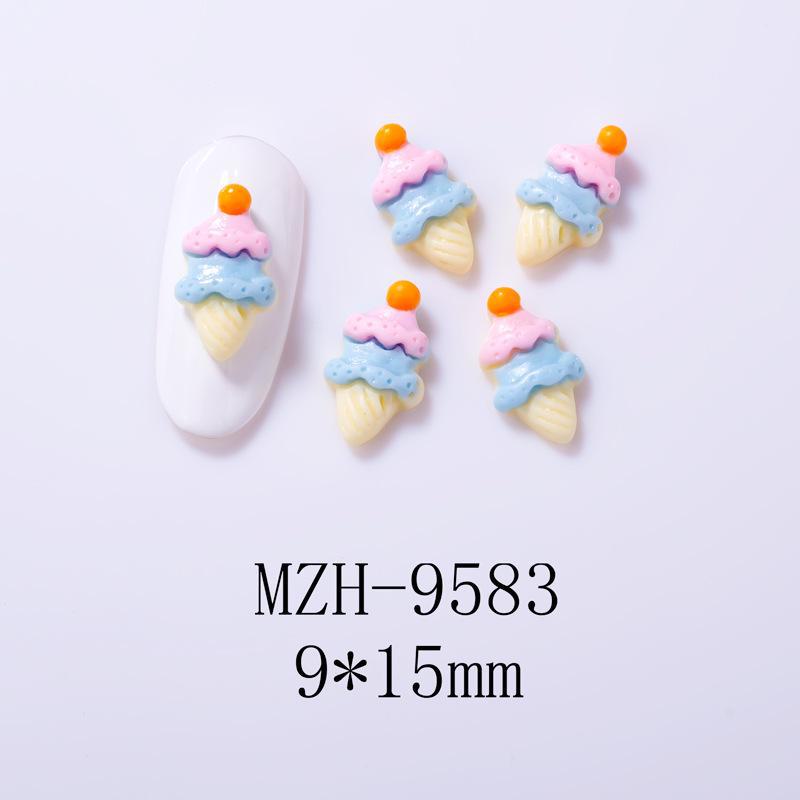 3D Cartoon Nail Accessories: Cute Ice Cream & Donut Resin Designs for Summer