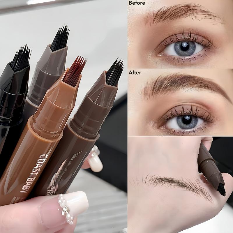 1PC double-effect fast eyebrow pencil: unique hair design, can shape a clear and realistic eyebrow shape, waterproof