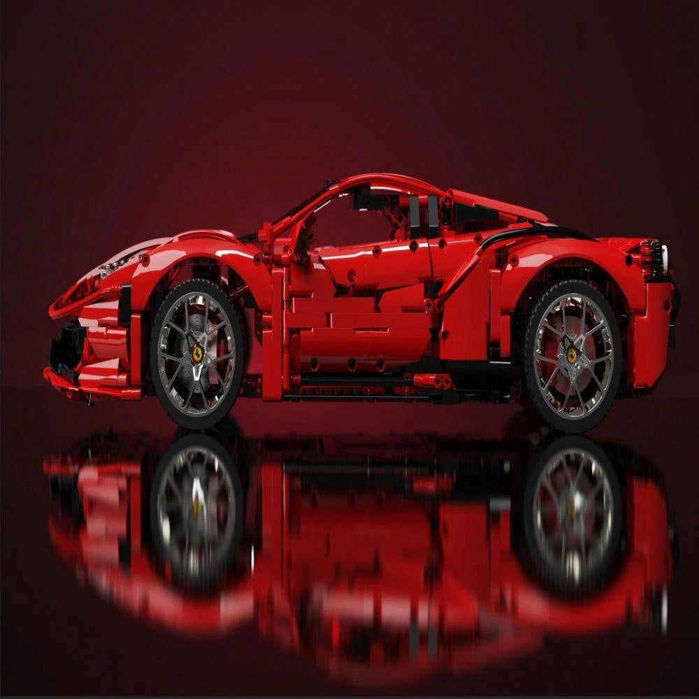 3380PCS Red Supercar Building Blocks Assembled Model Children's Car Assembled Toys Boys Birthday Gift Christmas Gift