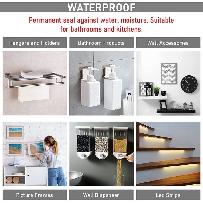 CANOPUS Ruban Adhésif Double Face 10mmx3m Noir, Étanche, Pour Bande LED, Décor De Maison Et Office, Automobiles