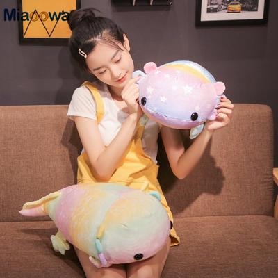 37 -58cm Rainbow Dinosaur Fish Plush Toys Colorful Giant Salamander Stuffed Doll Soft Animal Sleep Pillow Cute Gift For Kids Girl