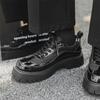 Italian Men Quality Patent Leather Fashion Business Shoe Classic Thick Bottom Punk Design Derby Shoes Perfect Daily Outdoor Shoe