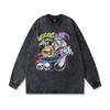 Autumn New American Vintage Hip-Hop Trendy Brand Cartoon Printing Casual Loose Couple Long-Sleeved T-Shirt Men And Women