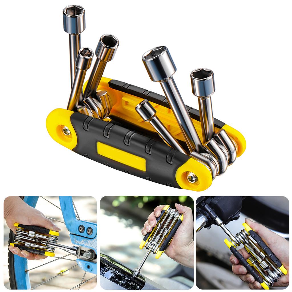 6 in 1 Klappbarer Nussdreher Satz Metrisch Sechskant Nussdreher Klappbare Steckschlüssel Tragbarer Griff Schraubendreher Schlüssel Handwerkzeug