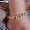 Hip Hop Iced Out Prong Cuban Link Chain Anklet For Women Gold Silver Color Prong Rhombus Cuban Anklets Bracelet Fashion Jewelry