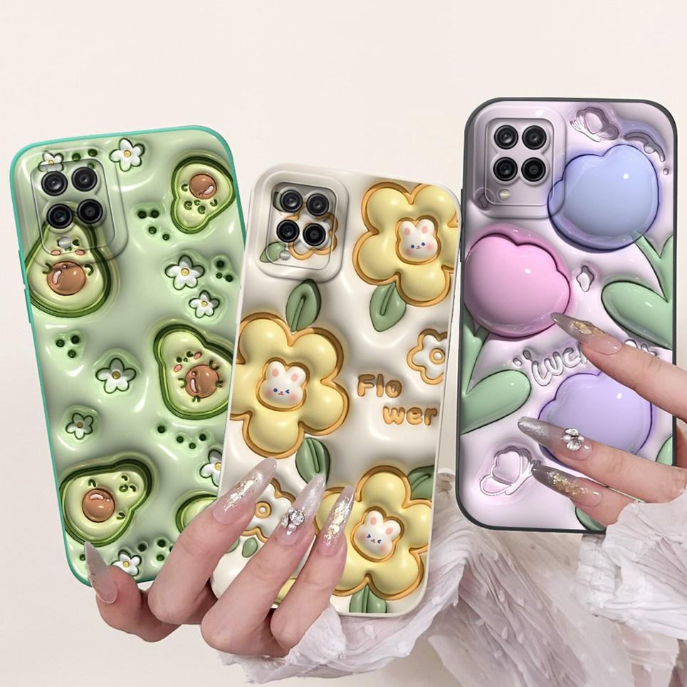 For Samsung Galaxy A22 4G 5G Phone Cases Cover Flower Rabbit Panda Avocado Soft Silicone Protective Bumper Samsung A225F A226B