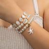 Women's Three-Layer Imitation Pearl Shell Starfish Bracelet, Ocean-Style Vacation All-Match Hand Accessory