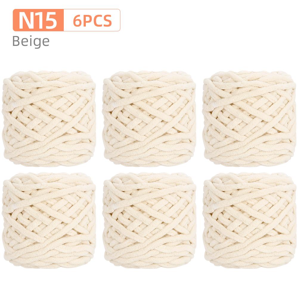 6Rolls DIY Soft Warm Snuggly Chenille Yarn, Velvet Iceland Puffy Yarn, Perfect for Knitting Crochet Sweater, Hat, Scarf, Blanket