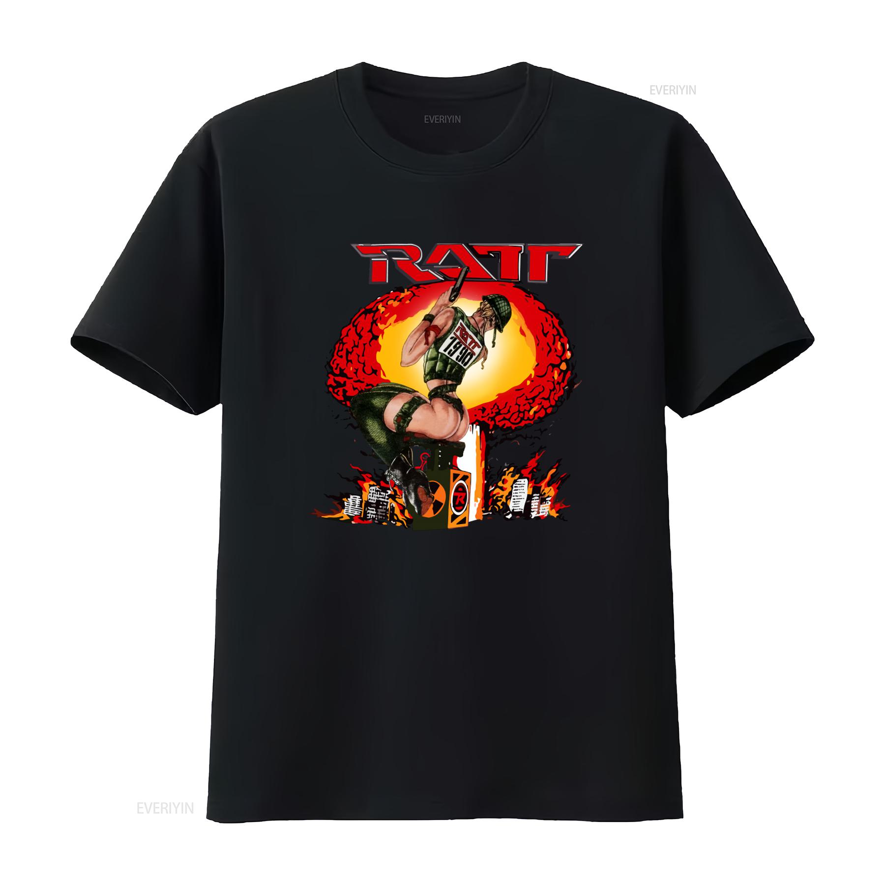 

Ratt Detonator Tour Metal Band T Shirt Retro Style Print LNH5896 vintage Washed designer clothes homme Comfortable Slightly 4XL
