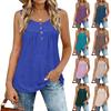 Modisches, einfarbiges, ärmelloses Damen-Westtop mit Rundhalsausschnitt und Knopfdekoration, geeignet für Innen- und Außenbekleidung.