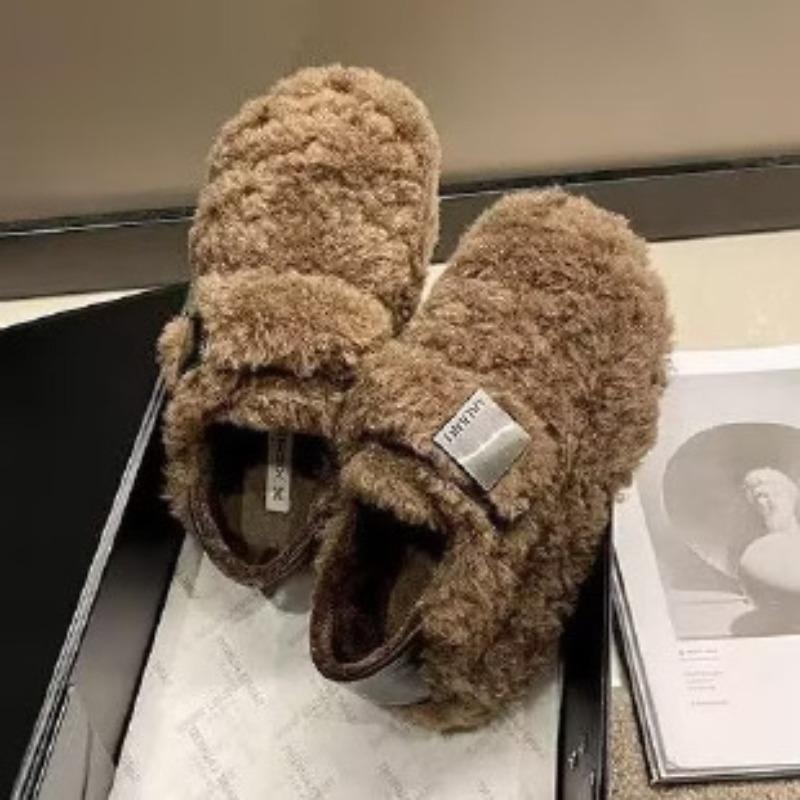 New Style Slippers with Thick Soles and Added Fleece Lining - One-piece Women's Shoes