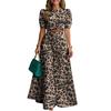 ZANZEA Womens Cropped Tops and Wide Leg Pants Leopard Print Two Piece Suit Sets