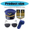 Captain Costume Accessories Captain Hat Uniform Epaulets Embroidered Applique Glasses Neck Tie for Men Cosplay