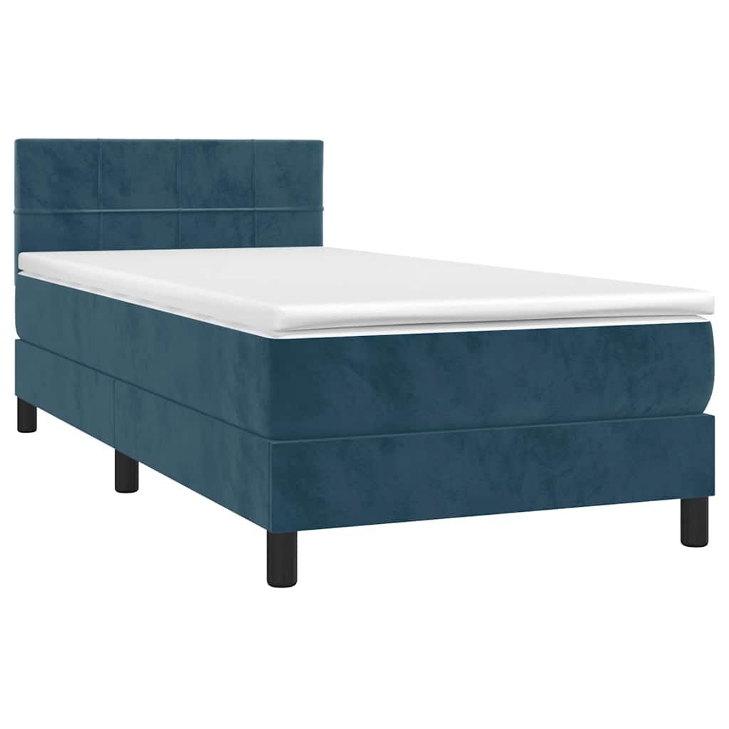Box Spring Bed with Mattress Dark Blue 80x200 cm Velvet