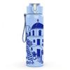 1 PZ Blu Santorini Edificio Stampa Mediterranea 750ml Colore Plastica Borraccia Sportiva Anti-perdita Tappo a Beccuccio Ribaltabile Adatta per Sport Ufficio Uso Domestico