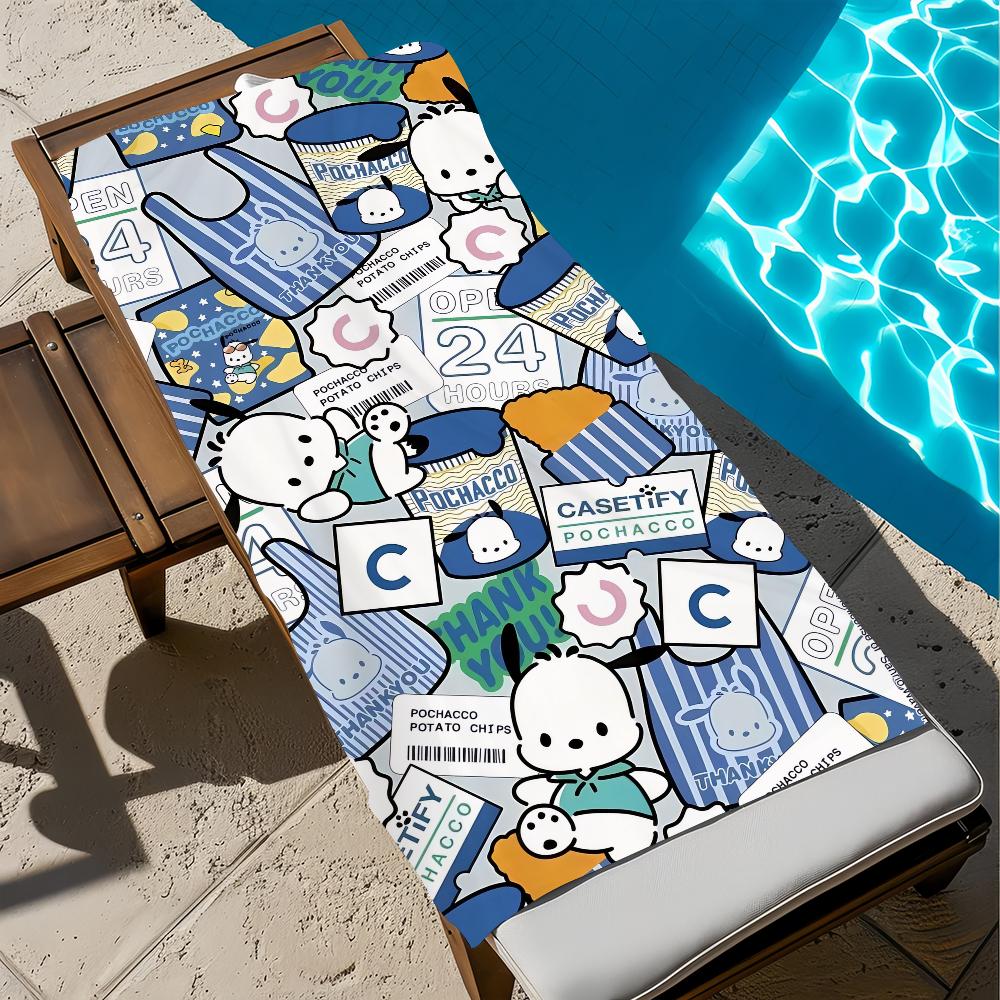 kawaii P-pochacco-o cute Towel Beach Quick Dry Soft Pool Towels Gift for Travel Gym Shower Camping sports