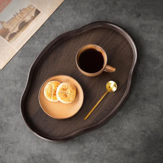 Bamboo Serving Tray Fruit Platter Tea Cup Storage Tray Multi-Purpose Snack Platter for Fruit