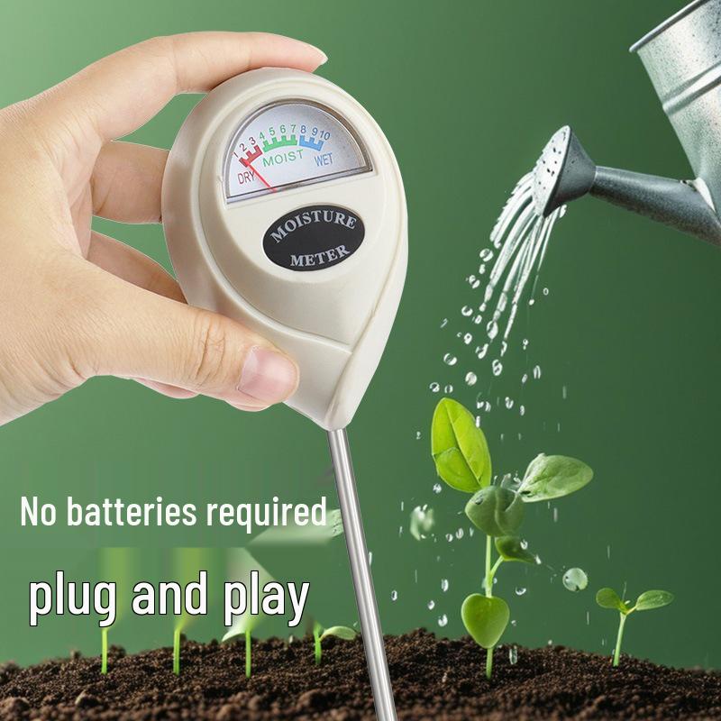 White Round Head Soil Moisture Meter - One-in-One Garden Soil Tester