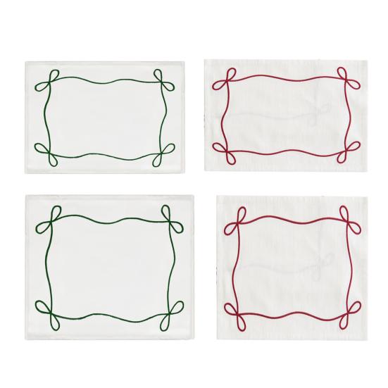 Napkin Nordic Style Embroidered Bow Pattern Cotton Linen Placemat Heat-Resistant Absorbent Fabric Napkin Cloth
