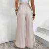 Women Autumn Winter Versatile Draped Solid Color Bandage High-Waisted High Split Wide-Leg Pants