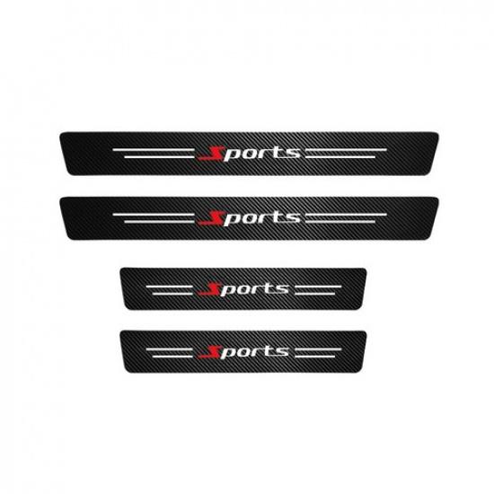 Carbon Fiber Car Door Plate Sill Scuff Cover Anti Scratch Sticker PU Accessories