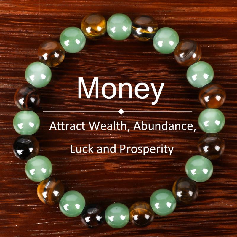 Elegant Yellow Tiger Eye And Green Aventurine Semi-Precious Stone Strand Bracelet For Fashion Lovers Luxury