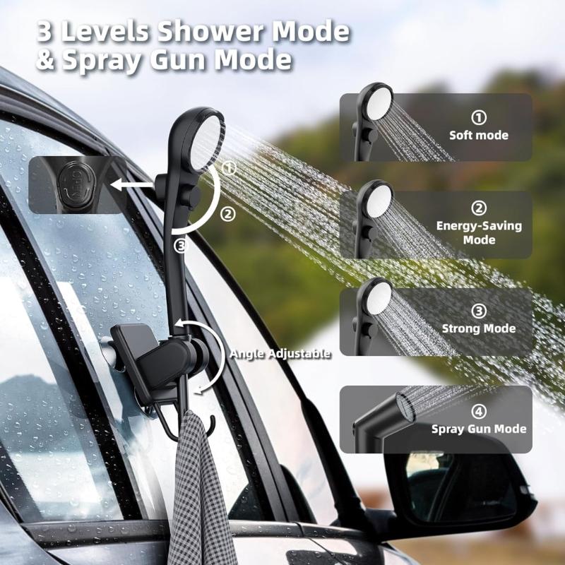 Lightweight Camping Shower Set With Nozzle And Foldable Water Bag For Backpacking Adventures