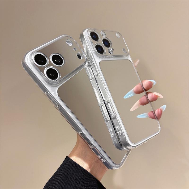 Custodia per Telefono Specchio per Trucco Per Per Iphone 16 1 14 13 12 11 17 Pro Max Acrilico Rigido Trasparente Antiurto Bordo Morbido Cover Funda