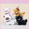 Adorable Brown Black White Pink Sitting Cat Plush Toy Keychain For Kids And Adults
