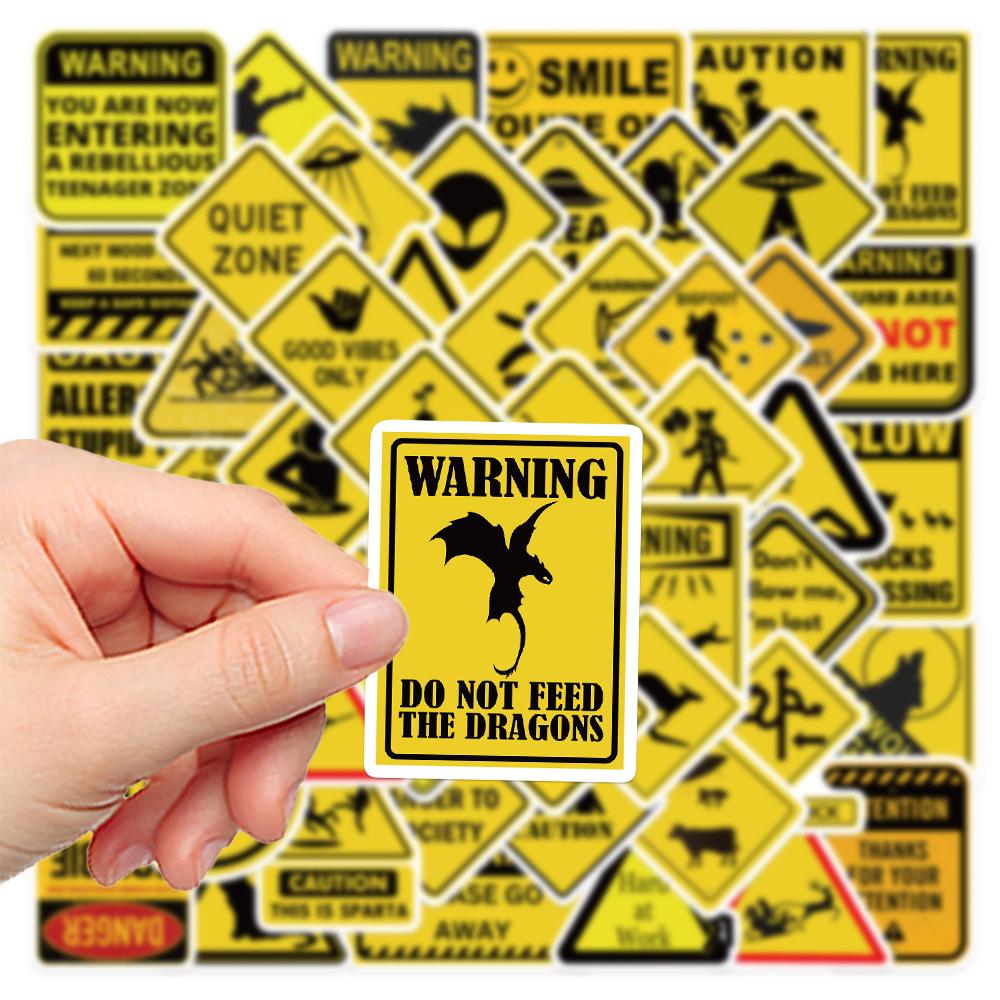 10/30/50pcs Cartoon Warning Creative Stickers Cool Danger Banning Sign Sticker for Notebook Guitar Phone Funny Sticker