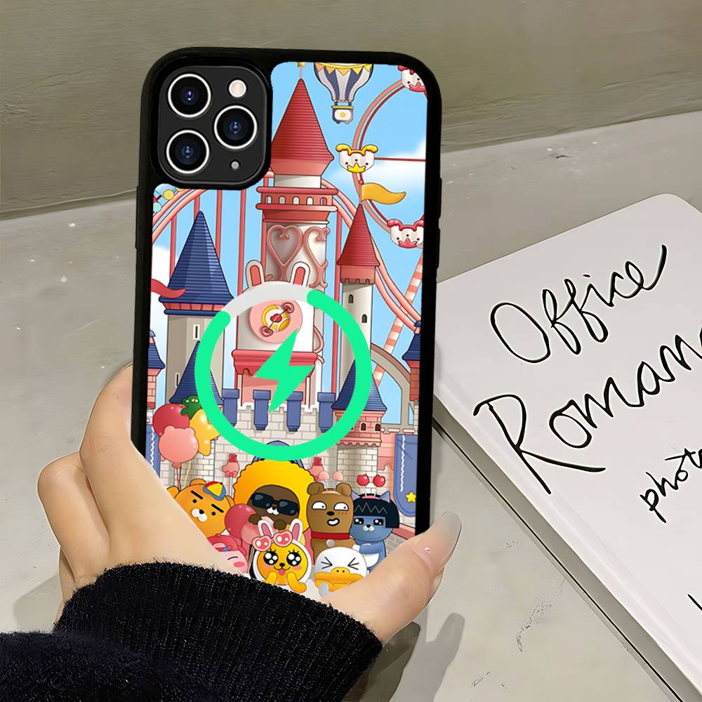 Cartoon K-KAKAO CUTE F-FRIENDS Magnetic Phone Case For IPhone 16 15 14 13 12 11 17 Pro Max Plus Wireless Charge Cover