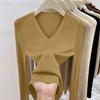 Simple Green Temperament White Underwear Sweater Women's Autumn New Collar Base Knitted Top