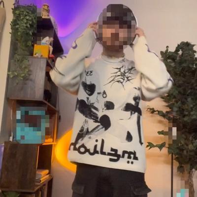 Avrupa ve Amerikan sonbahar ve kış kişiselleştirilmiş gündelik renk sokak Harajuku örgü kazak