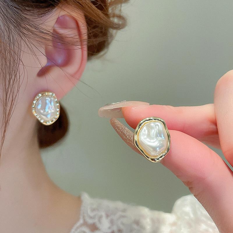Zircon Imitation Pearl Lace Stud Earrings Women French Light Luxury Fashion New Earring Advanced Versatile Jewelry Wholesale K0