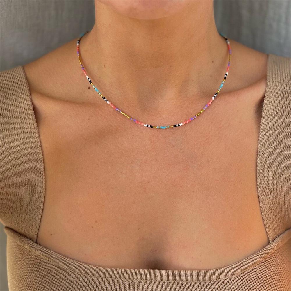 Miyuki Seed Beads Handmade Colorful Clavicle Chain Necklace for Women and Besties