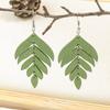 Fashion Cutting Laser Wooden Drop Earrings Set Ethnic Cute Beautiful Leaf Feather Geometry Colorful  Hanging Dangle Zircon