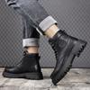 Thick-soled Height-increasing Men 2025 Autumn And Winter Velvet British Style Casual High-top Shoes Men's Retro Work Boots 38-44