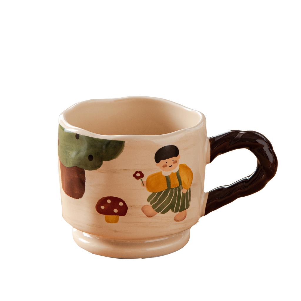 Retro Girl Cute Ceramic Mug Household Water Cup Milk Breakfast Cartoon Cup Creative High Value Souvenir