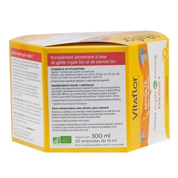 Vitaflor Apiculte Gelée Royale Bio 1000mg Energie+ 20 ampoules