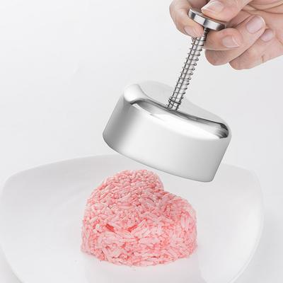 Heart-shaped Rice Ball Mold with Handle Polished Surface Rustproof Stainless Steel Non-Stick Sushi Maker Rice Ball Mold