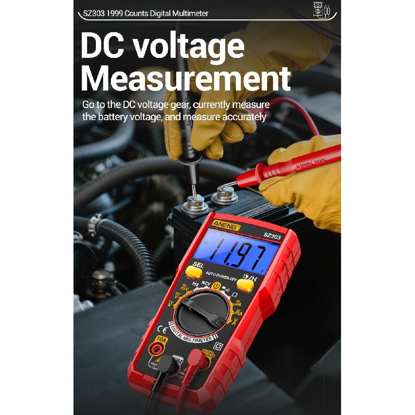 Smart Digital Multimeter ANENG SZ303 1999 Count Professional AC/DC Voltage Current Electrical Data Retention High Precision Tool