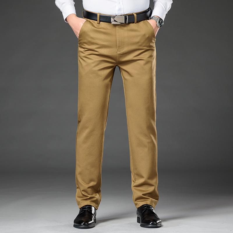 Pantaloni casual da uomo primaverili, pantaloni larghi da uomo a gamba dritta, pantaloni da uomo in cotone a vita alta, pantaloni lunghi da lavoro
