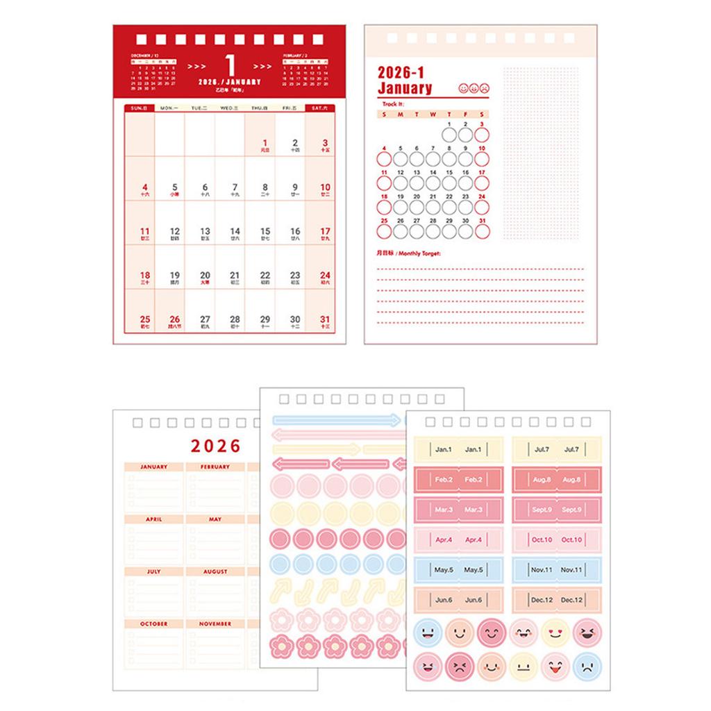 2026 Desk Calendar Twin-Coil Binding Tabletop Calendar 16 Month Runs from Sep 2025 To Dec 2026 For Daily Scheduling