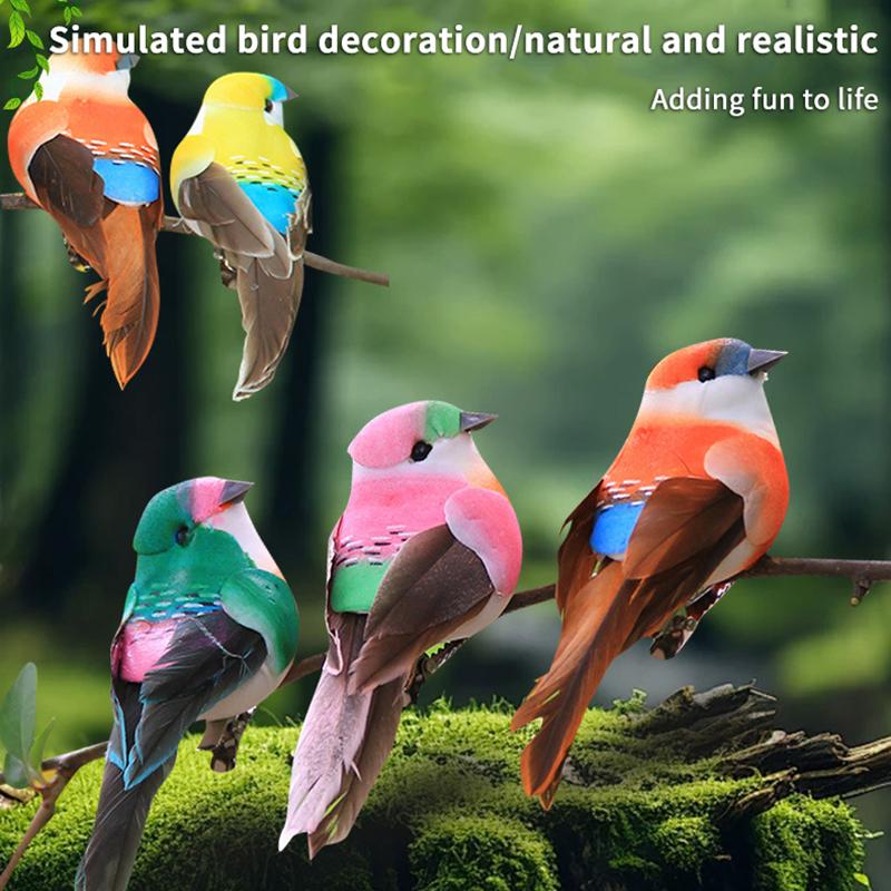 6 Stück Realistische Simulierte Vogeldekoration Mit Natürlichen Federn Und Lebendigen Farben Perfekt Für Garten Hof Haus Party Dekoration Schmuckstück