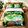 Rick und Morty (1) 3-teiliges Set, geeignet für Schlafzimmer, weich und bequem, ein ideales Geschenk für Familie und Freunde. Enthält einen Bettbezug und zwei Kissenbezüge.