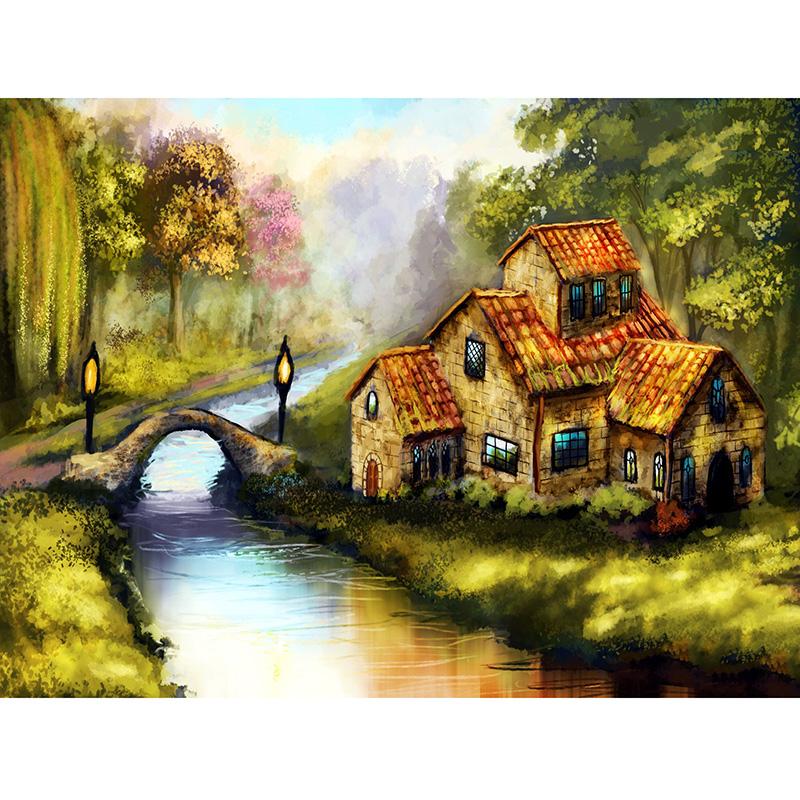 DIY 5D Diamond Painting Kit Full Round Scenery Diamond Embroidery Autumn Cross Stitch Tree Mosaic Crafts Home Decoration