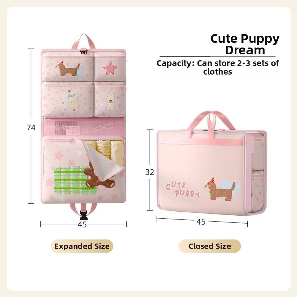 7in1 Foldable Storage Bag Large Capacity Cartoon Pattern Travel Handbag Space-saving Waterproof Clothing Organizer Bag