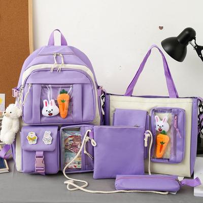2022 4Pc Set Schoolbags Girls Women Backpack Canvas Travel Student Notebook Bookbags Schoolbag Outdoor Backpack