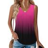 Gilet da Donna Alla Moda Senza Maniche con Pieghe, Scollo a V, Laccio - Colore Degradé, Vestibilità Ampia, Top Estivo Fluido
